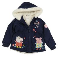 Tmavomodrá šusťáková zimní bunda s Peppou a kapucí Nutmeg