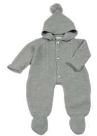 Šedá pletená kombinéza s kapucí s bambulí Dandelion