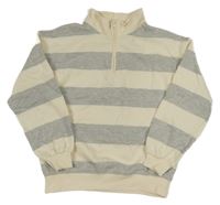 Krémovo-sivá pruhovaná mikina