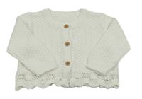 Smetanový propínací svetr s krajkou George