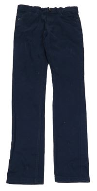 Tmavomodré plátenné skinny nohavice