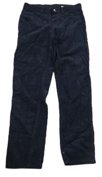 Tmavomodré menšestrové slim fit nohavice H&M