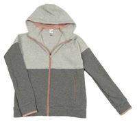 Sivo-tmavosivá melírovaná prepínaci mikina s kapucňou Decathlon