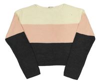 Smetanovo-ružovo-antracitový crop sveter H&M