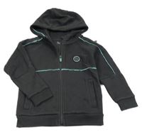 Antracitová prepínaci mikina s nášivkou a kapucňou Nutmeg