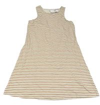 Nové - Hnědo-smetanové pruhované bavlněné šaty Primark