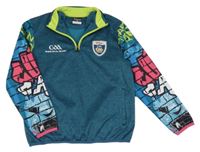 Petrolejová melírovaná sportovní mikina s graffiti nápisy Masita