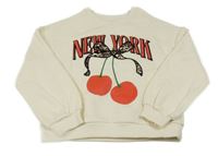 Krémová mikina s třešněmi a mašlou Tu