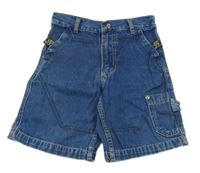 Modré rifľové kraťasy s vreckom Pocopiano