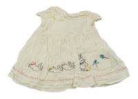 Smetanové plátěné šaty s Králíčkem Petrem M&S