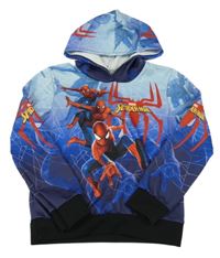 Modro-tmavomodrá mikina so Spidermanem a kapucňou