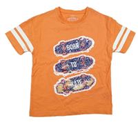 Oranžové tričko so skateboardy z překlápěcích flitrů M&S