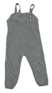 Šedý melírovaný pletený teplákový overal s knoflíky Lupilu