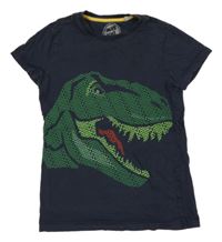 Tmavomodré tričko s dinosaurem z nápisů Bluezoo