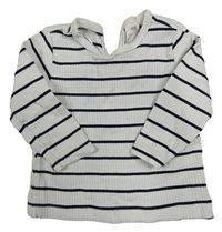 Bielo-čierne pruhované rebrované tričko H&M