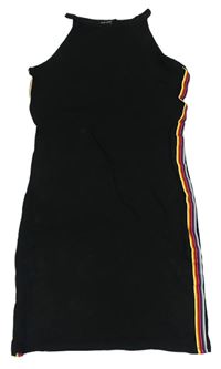 Čierne šaty s farebným pruhom New Look