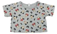 Sivé crop tričko s Mickeym a Minnie Disney