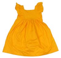 Pomerančové plátenné šaty s volánikmi H&M
