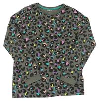 Šedo-černo-barevné pyžamové triko s leopardím vzorem M&S
