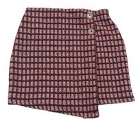 Ružovo-čierna kockovaná sukňa s gombíky Primark