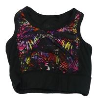 Čierno-farebný vzorovaný športový crop top USA pro