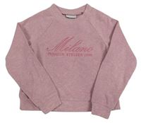 Svetloružová crop mikina s nápisom Matalan