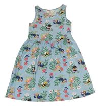 Svetlomodré bavlnené šaty so zvieratkami H&M