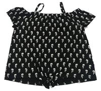 Čierny crop top s palmami C&A