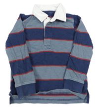Tmavomodro-modré pruhované polo triko M&Co.