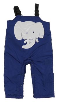 Tmavomodré šusťákové laclové oteplovačky se slonem 