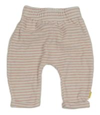 Bílo-růžové pruhované sametové tepláky hema