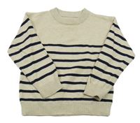 Smetanovo-čierny pruhovaný ľahký sveter Matalan