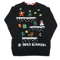 Čierny ľahký sveter s vánočním motívom H&M