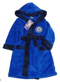 Nové - modrý chlpatý župan s Chelsea a kapucňou