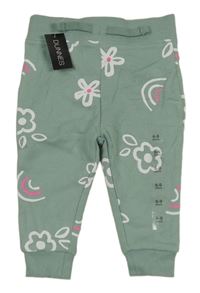 Nové - zelené květované tepláky dunnes 