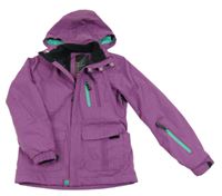 Fialová šusťáková funkční lyžařská bunda s kapucí 