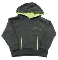 Tmavosivá mikina s kapucňou a nenovými prvky