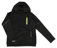 Černá sportovní mikina s neonovým zipem a kapucí Primark