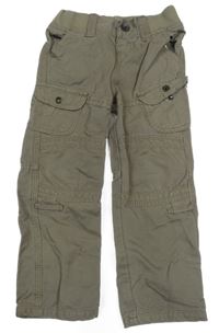 Béžové plátenné nohavice s vreckami a úpletovým pasom Vertbaudet