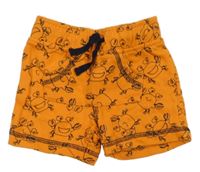 Oranžovo-černé teplákové kraťasy s kraby Topomini