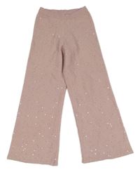 Růžové pletené široké kalhoty s flitry River Island