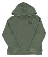 Khaki žebrované triko s nášivkou a kapucí DKNY