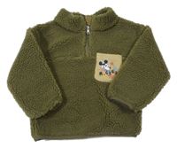 Khaki huňatá mikina s Mickeym Disney