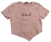 Staroružové rebrované crop tričko s nápisom zn. Select