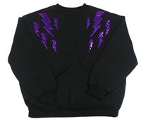 Černá mikina s blesky z flitrů Primark
