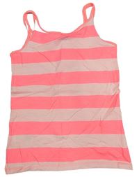 Ružovo-neónový pruhovaný top H&M
