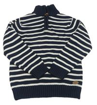 Tmavomodro-biely pruhovaný sveter H&M