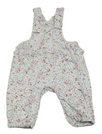 Biele na traké kvetované manšestráky Mothercare