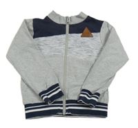 Sivo-tmavomodro-biela prepínaci mikina s melírováním na PD