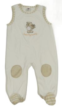 Bílo-béžové sametové dupačky s medvedíkom C&A